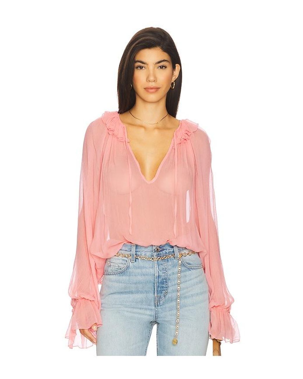 Lovers + Friends White Evelyn Sheer Top