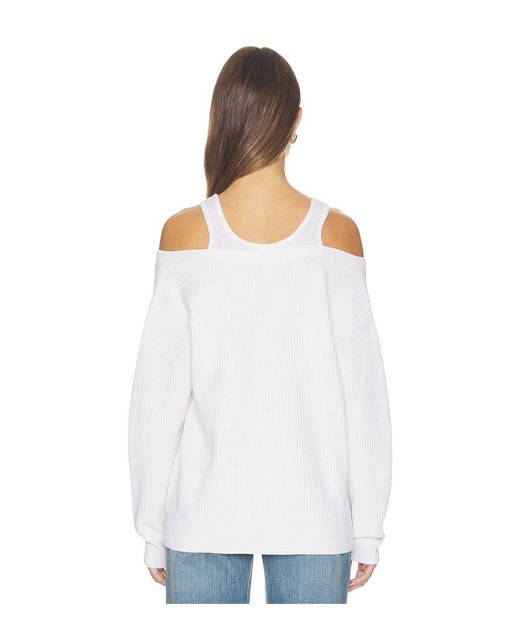 Helmut Lang White Double Layer V Neck Top