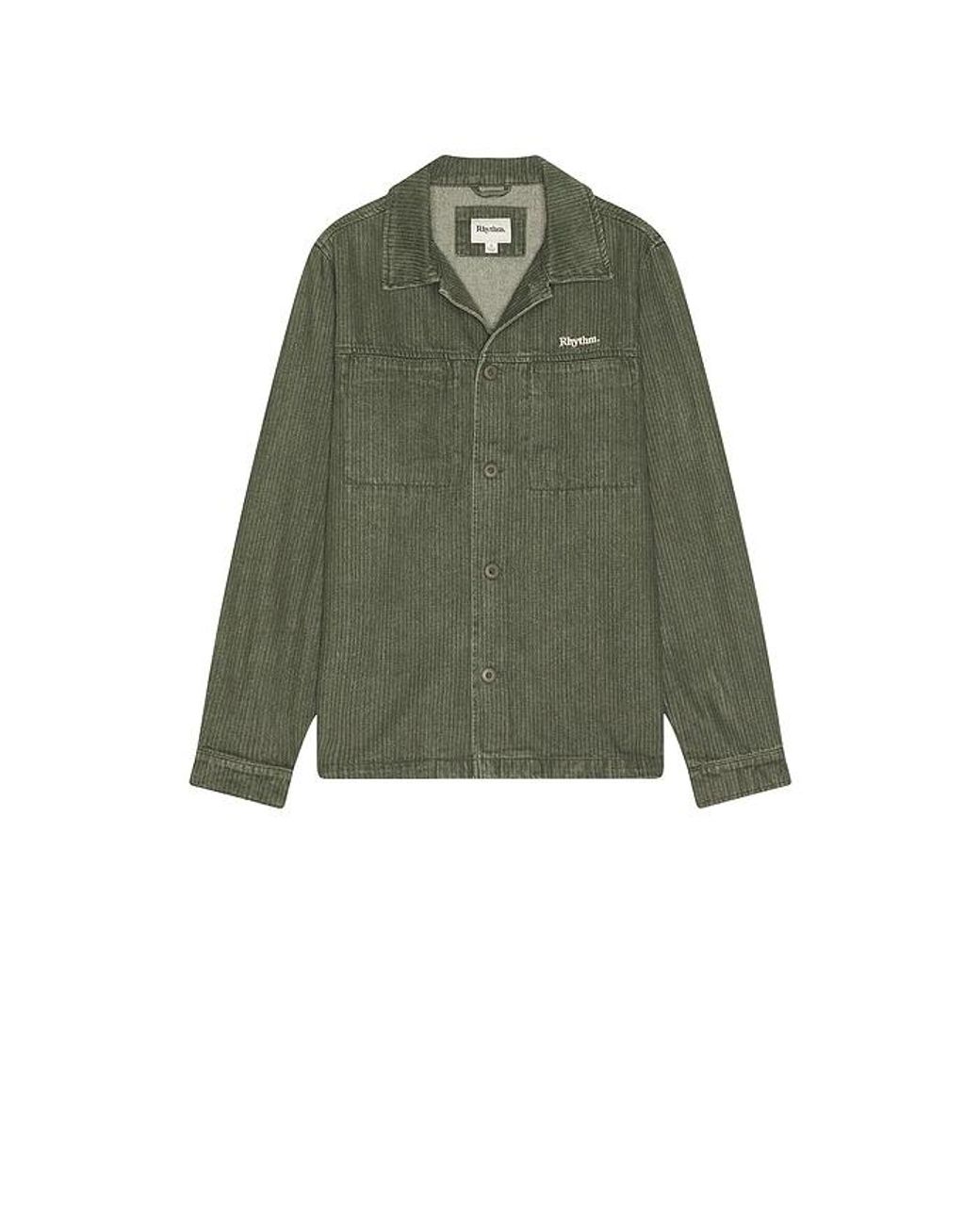 Rhythm Green Harlan Long Sleeve Shirt for men