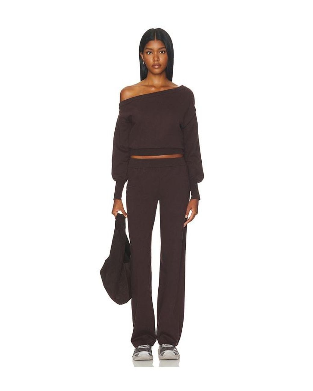 Runaway the Label Brown Heather Wide Leg Knit Pant