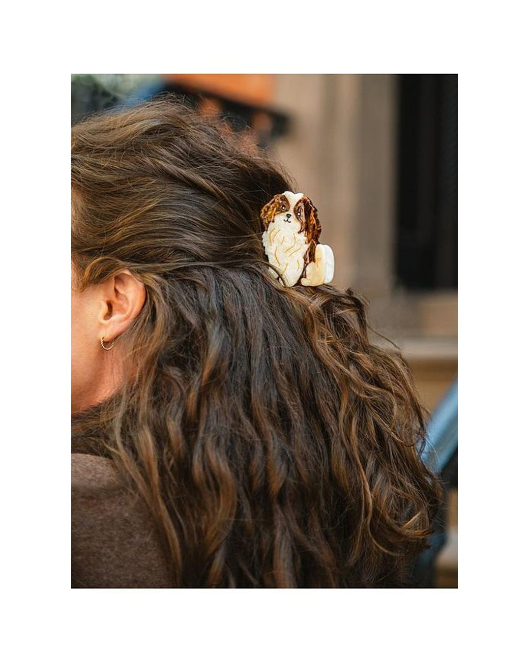 Solar Eclipse Multicolor Hand-Painted Shih Tzu Pup Claw Hair Clip