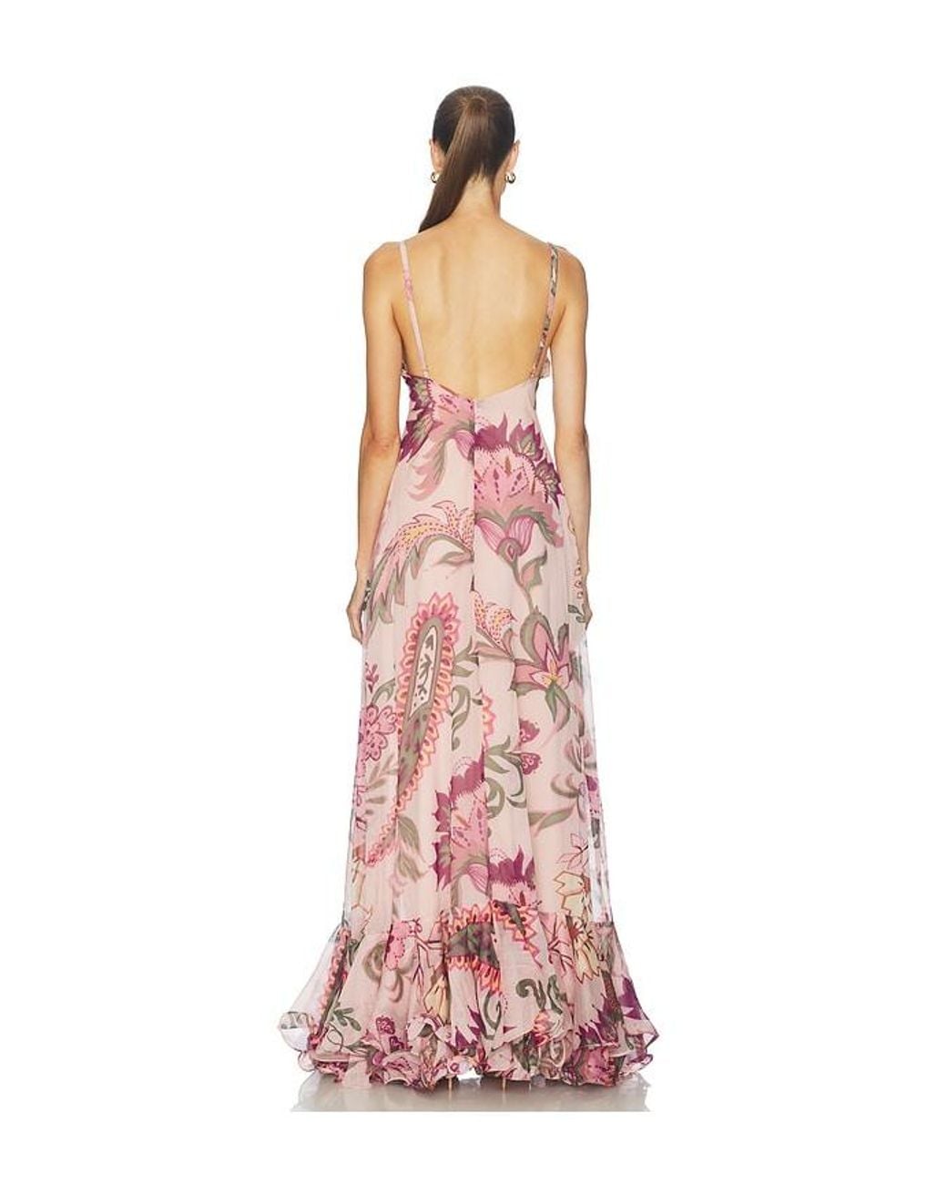 PATBO White Boho Printed Flowing Slip Gown