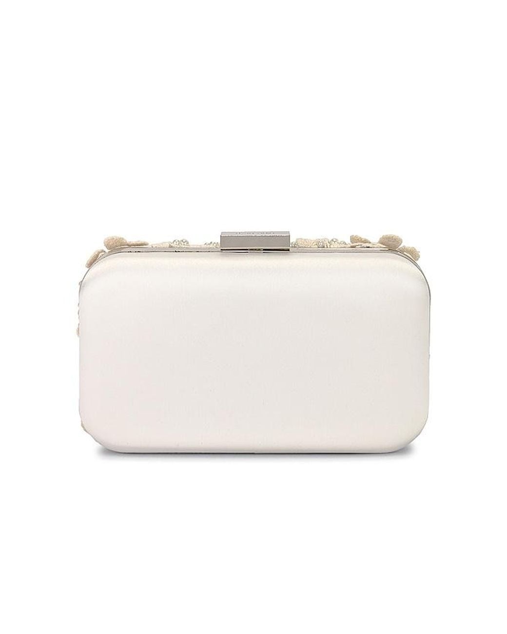Olga Berg White Beth Encrusted Pod Style Clutch