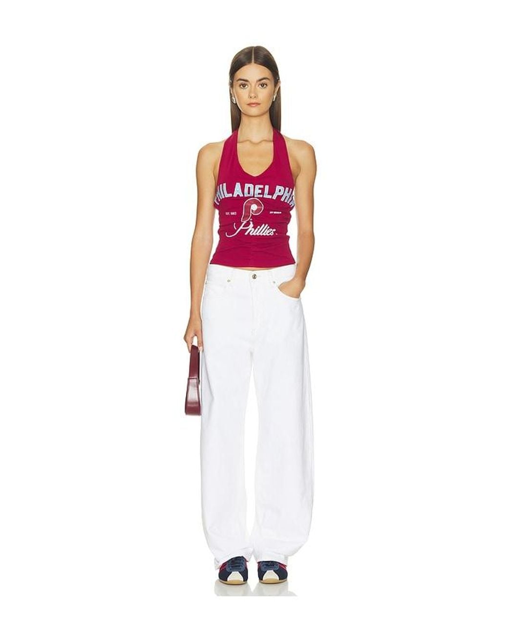 OFF SEASON Red Ruched Halter Top