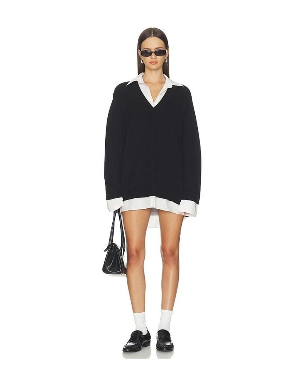 Show Me Your Mumu Black Lyle Collared Sweater Dress