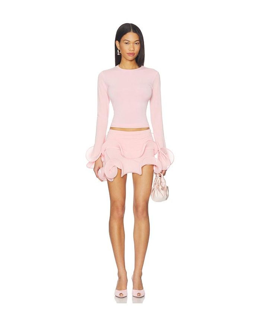 Sid Neigum Pink Wave Hem Bamboo Mini Skirt
