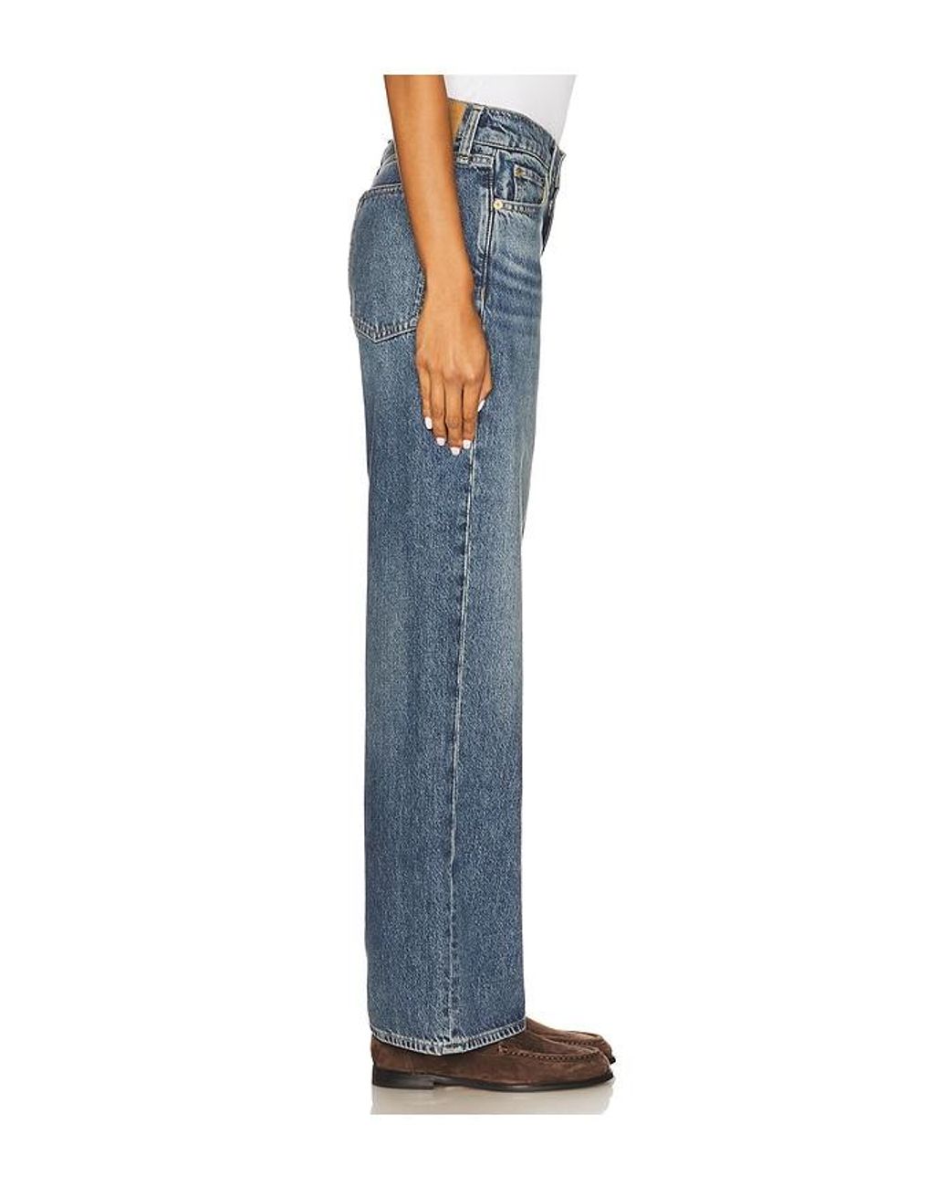 Rag & Bone Blue Cam Low Rise Relaxed Straight Jeans