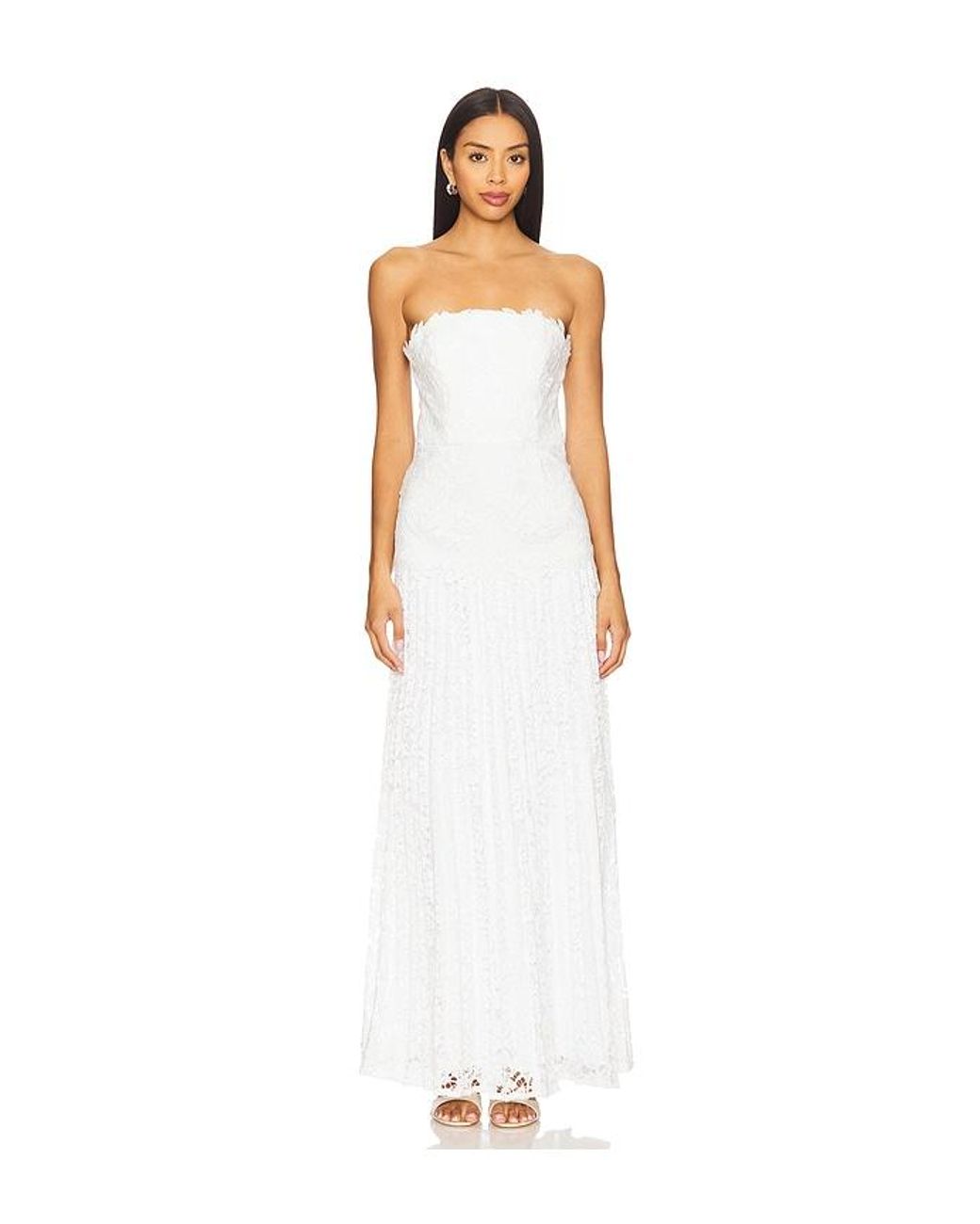 chinese dress ladies Petunia Lace Gown in White main image 0