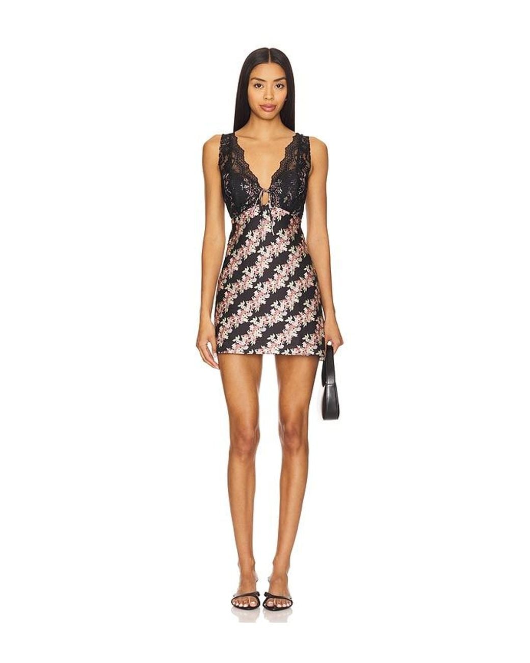 Free People Black Countryside Printed Mini Dress