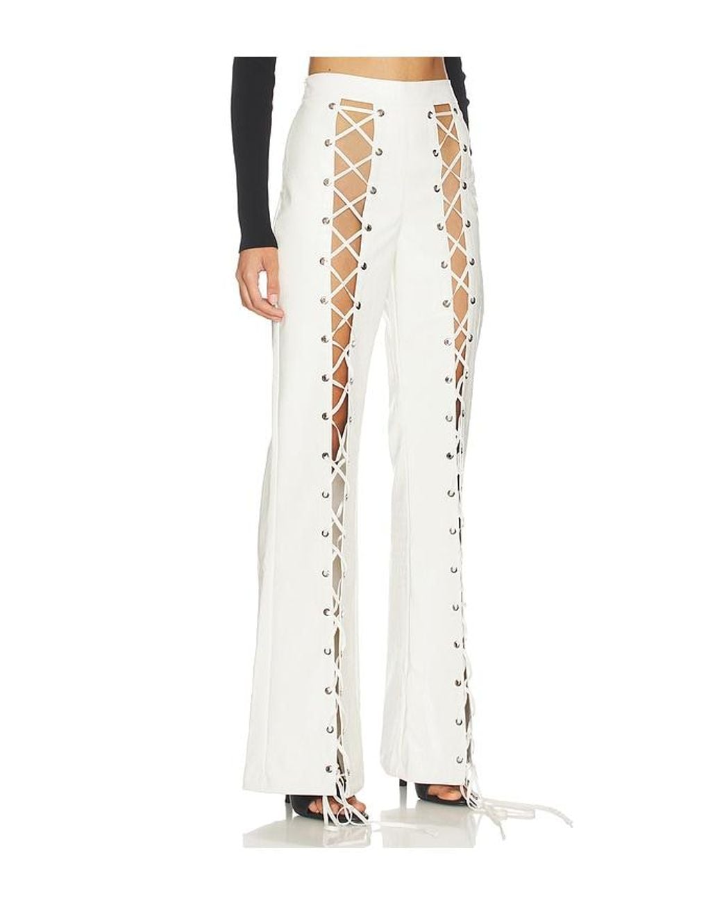 Kim Shui White Croc Lace Up Pant