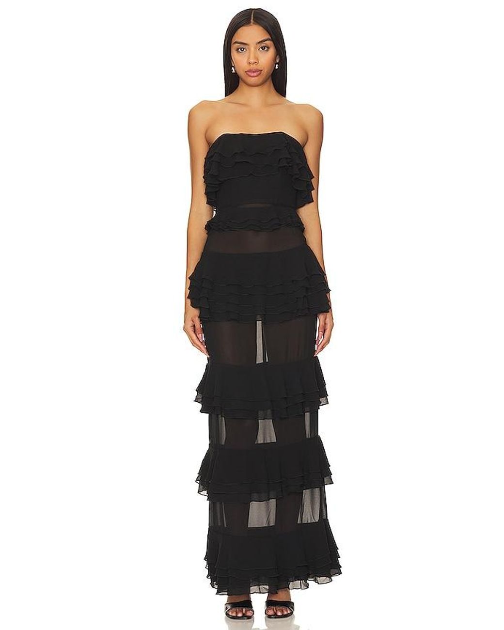Nbd Black Lily Ruffle Dress