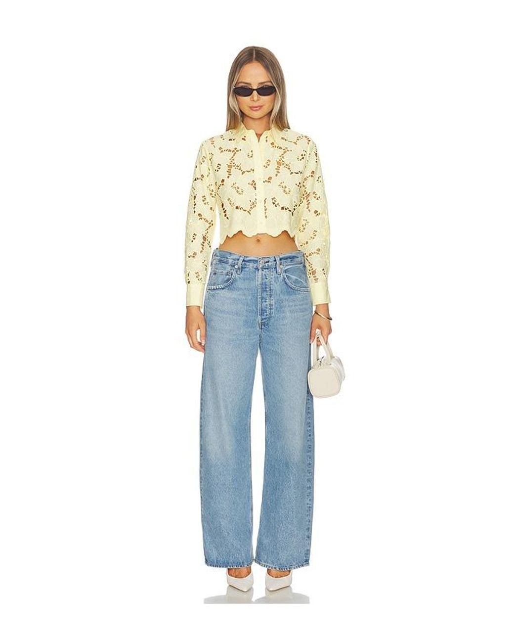 L'Agence Blue 'Agence Seychelle Cropped Button Down Top