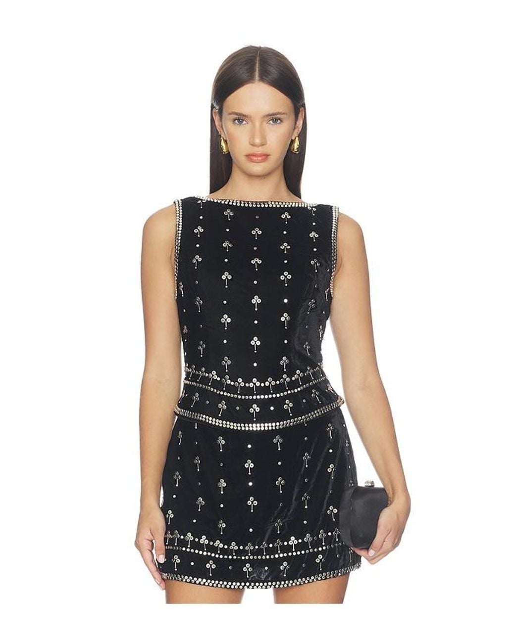 Amanda Uprichard Black Ines Velvet Top
