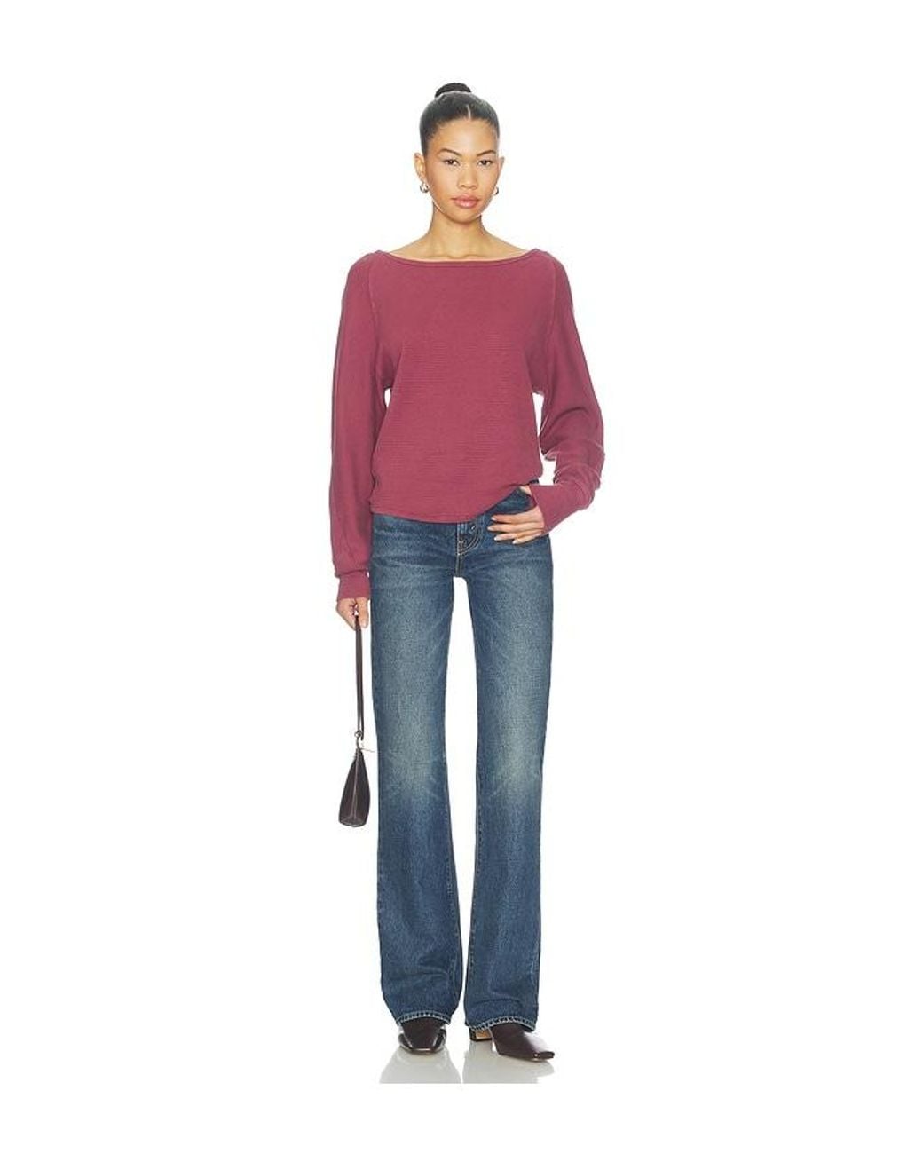 Free People Red X We The Free Jess Long Sleeve Tee