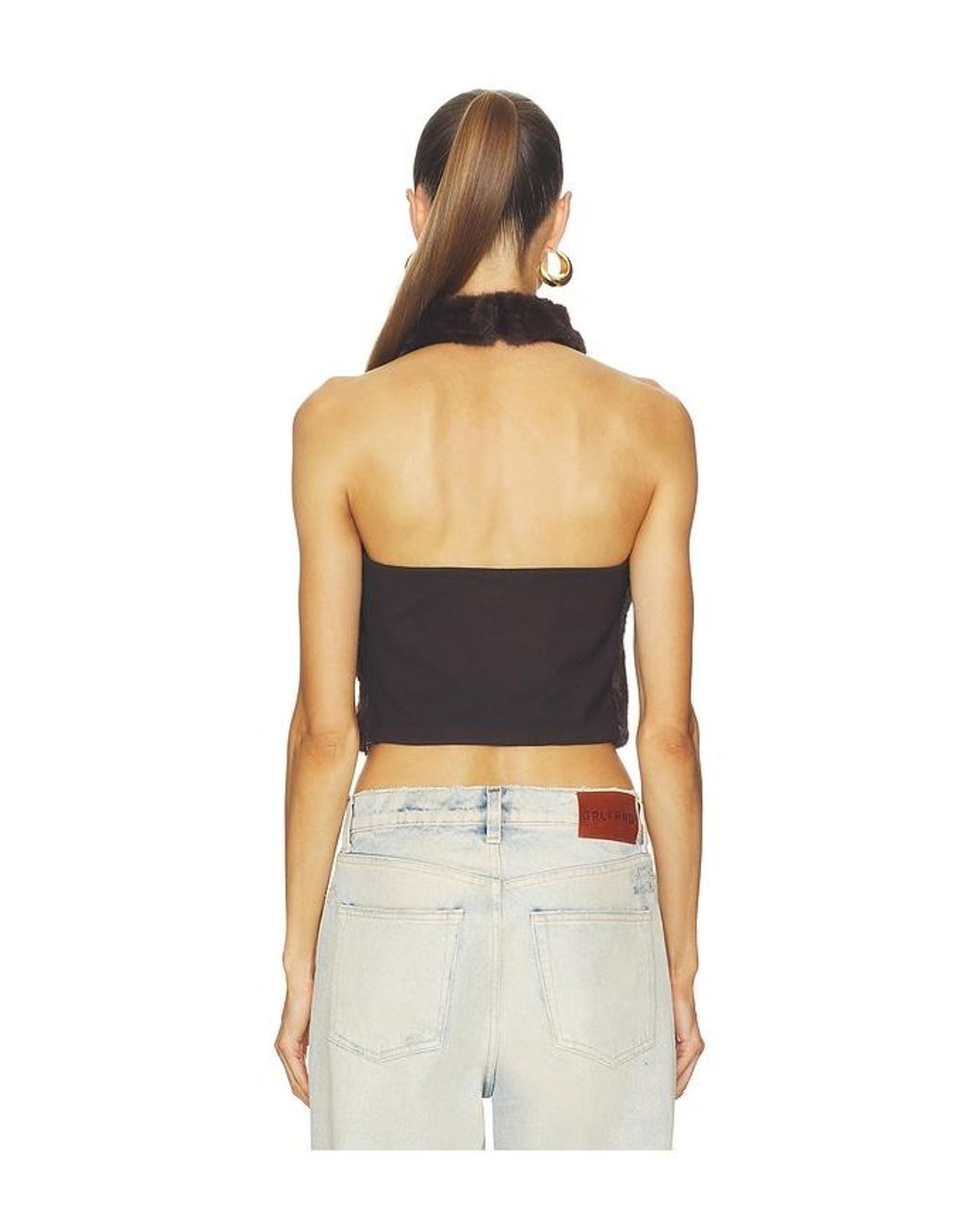 Line & Dot Blue Cassidy Faux Fur Top