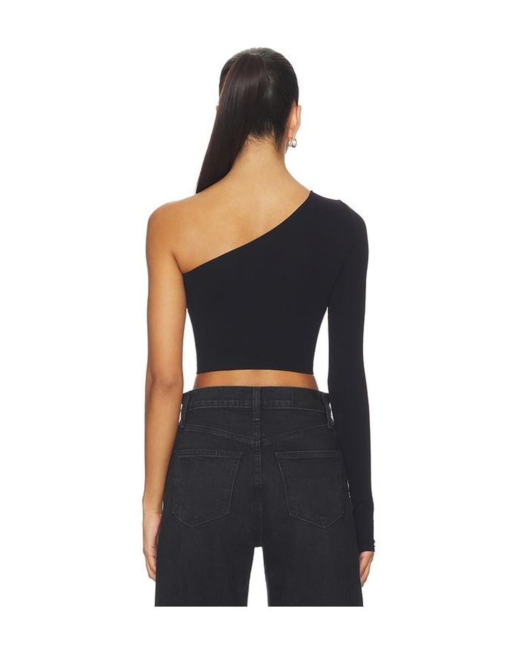 Commando Black Ballet Body One Shoulder Crop Top With Thumbhole