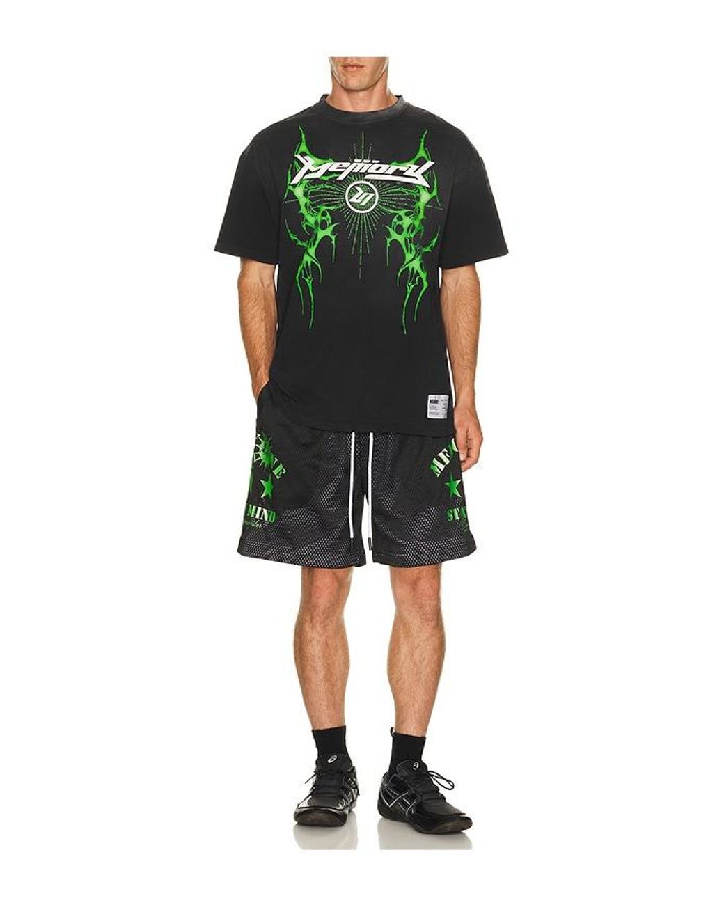 Memory Lane Black Mesh Double Layer Shorts for men