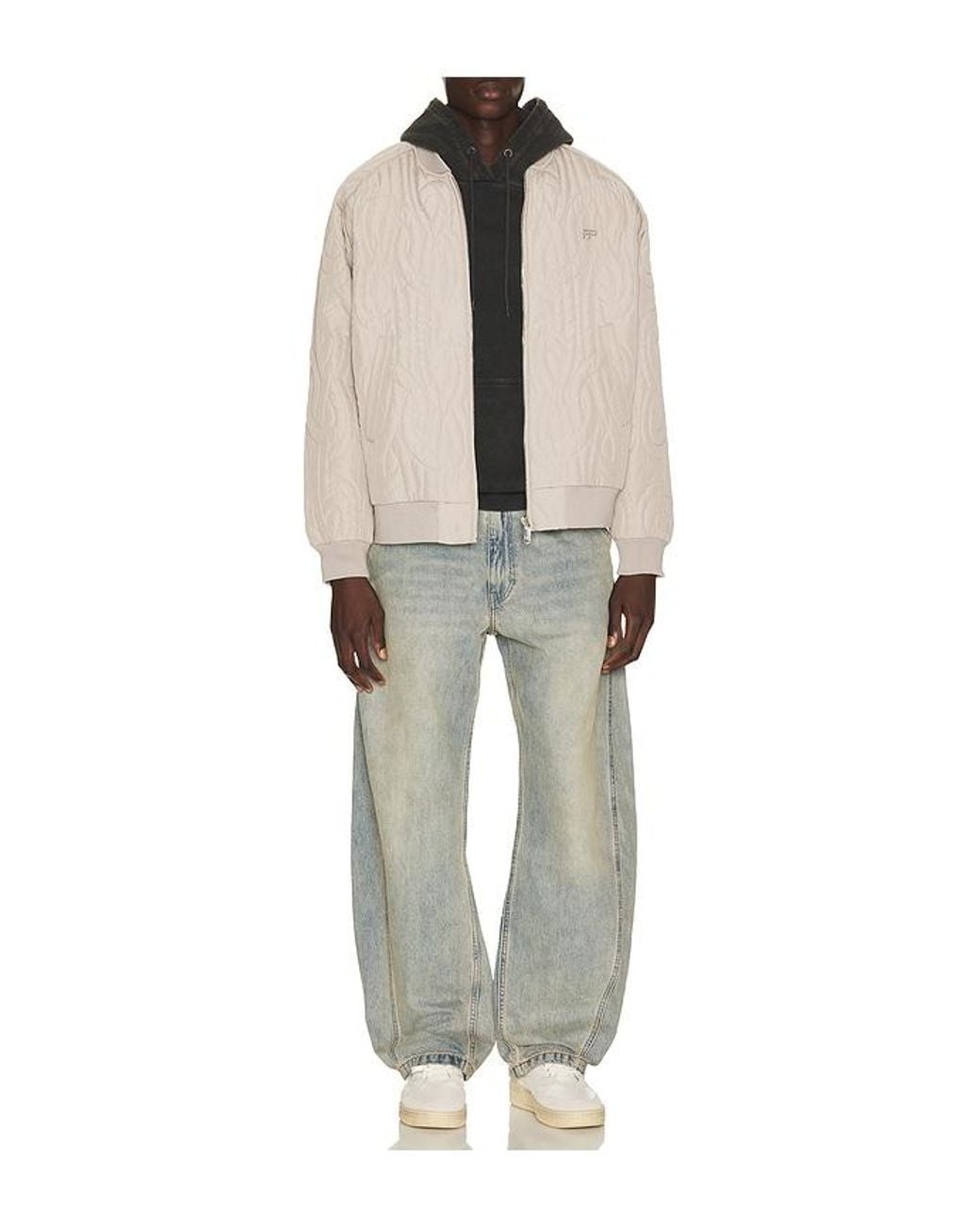 Filling Pieces Blue Quilted Bomber Jacket for men