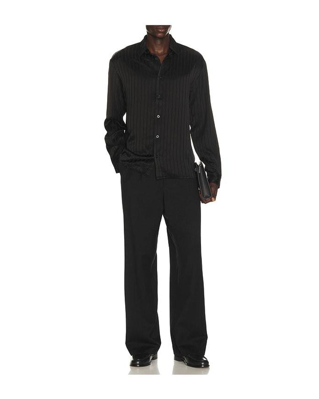 KROST Black Jordan Ace Striped Shirt for men