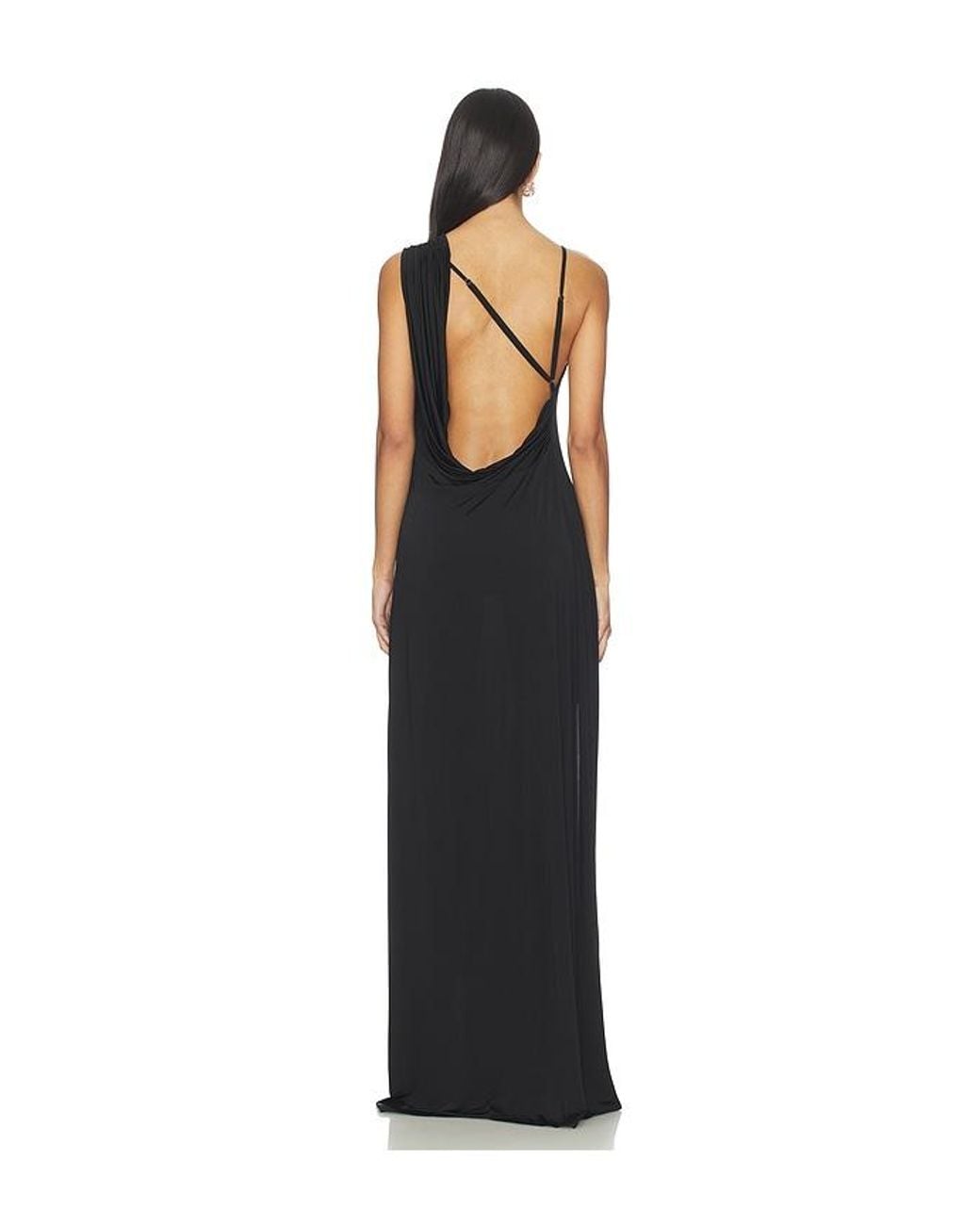 Nbd Black Tessa Draped Shoulder Maxi Dress