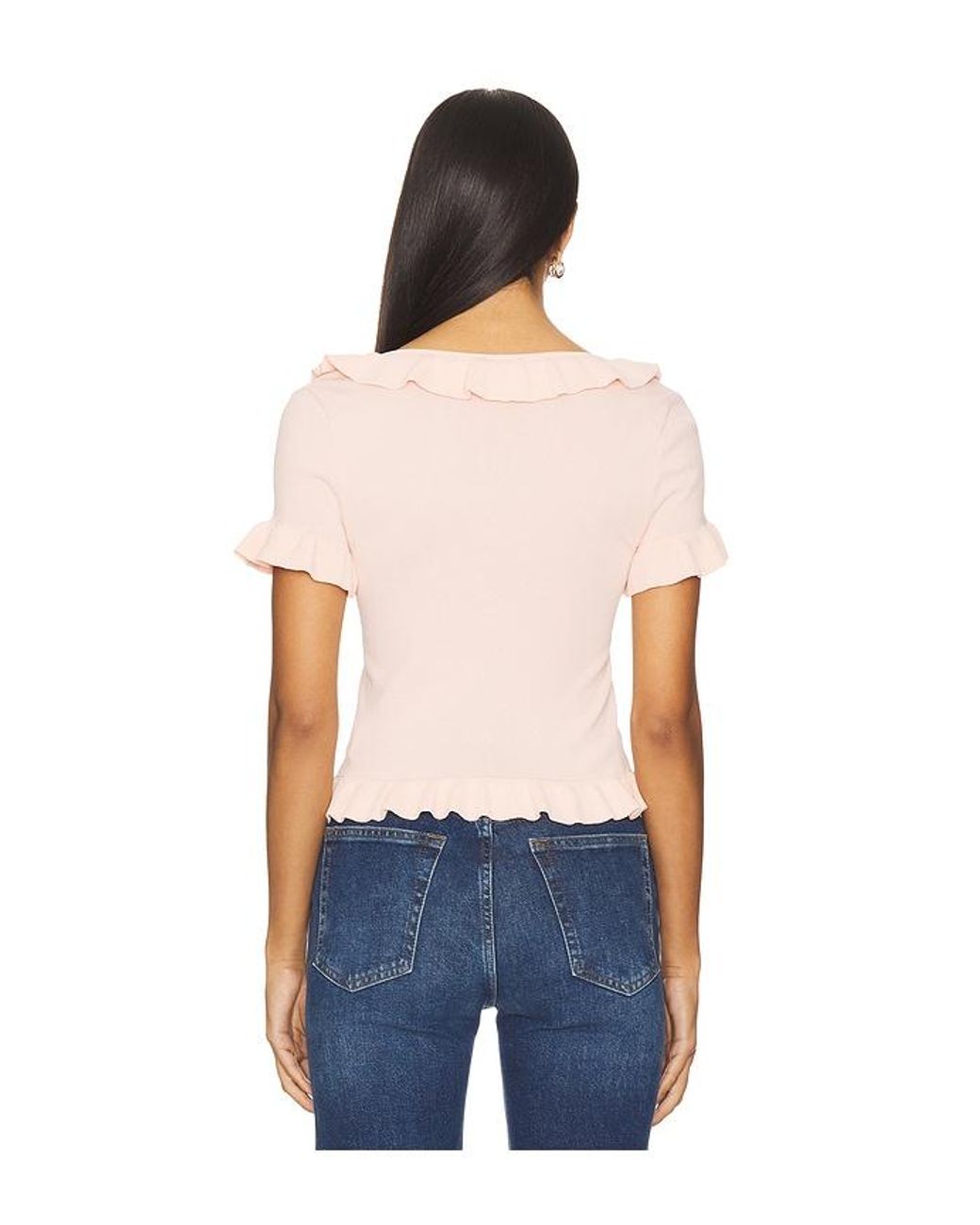 MAJORELLE Blue Kaomi Ruffle Knit Top