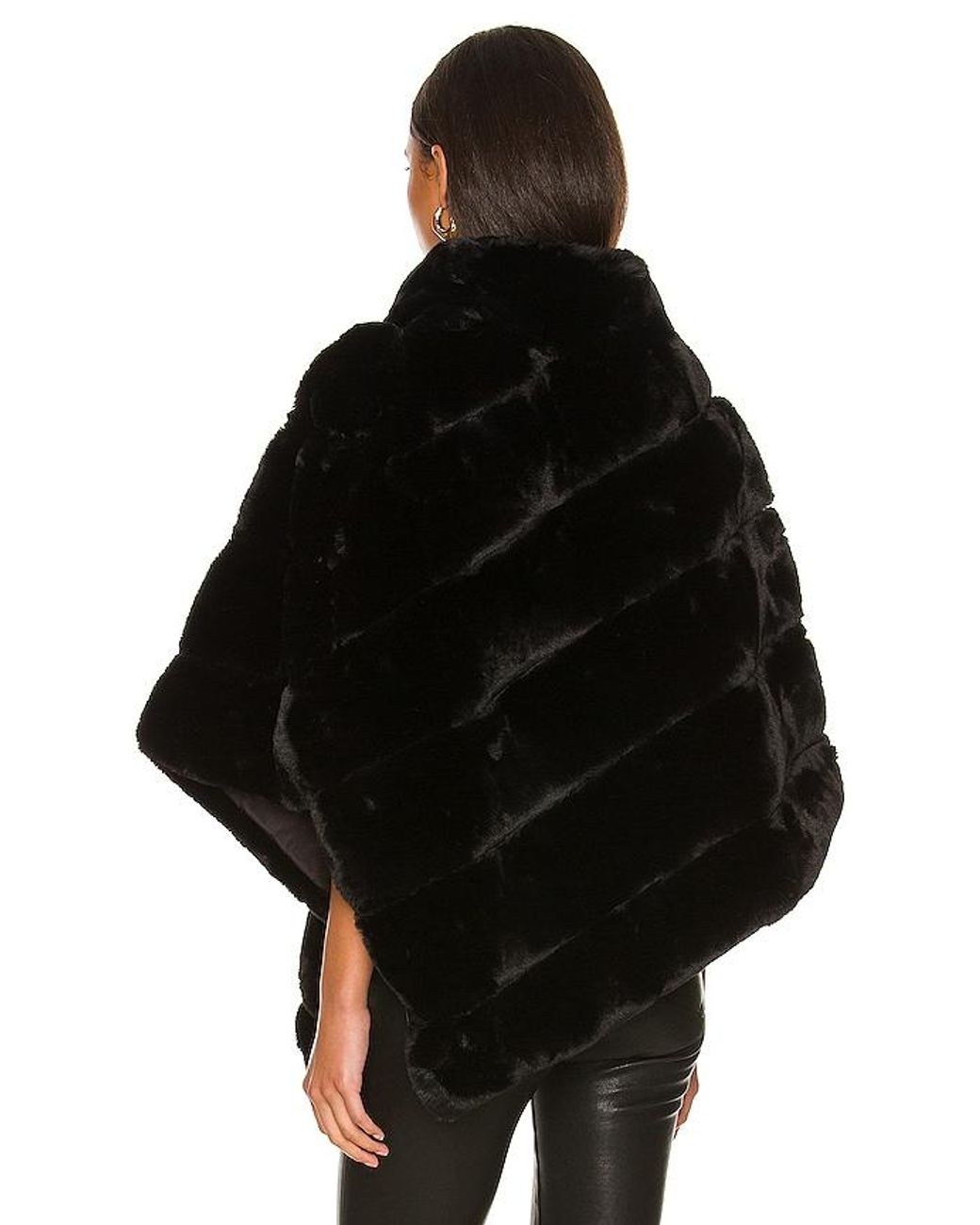 Adrienne Landau Black Faux Fur Wrap