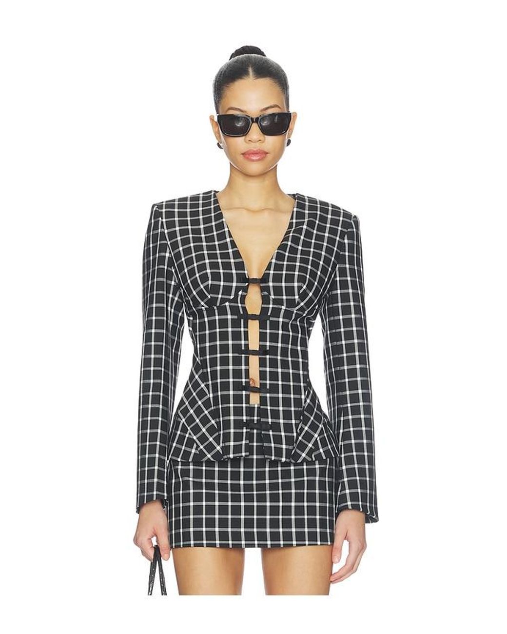 Naked Wardrobe Black Large Check Suiting Blazer