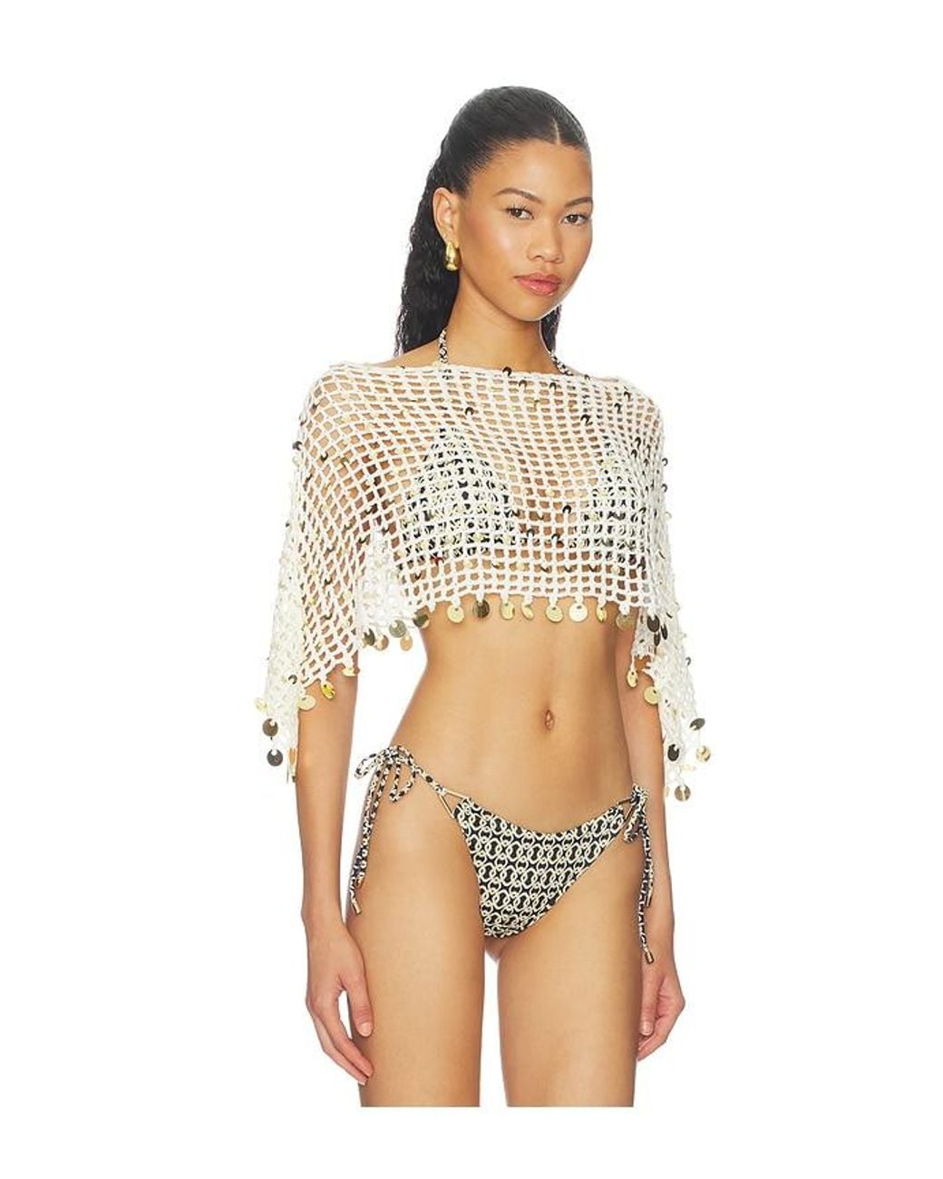 superdown Natural Maris Crochet Poncho