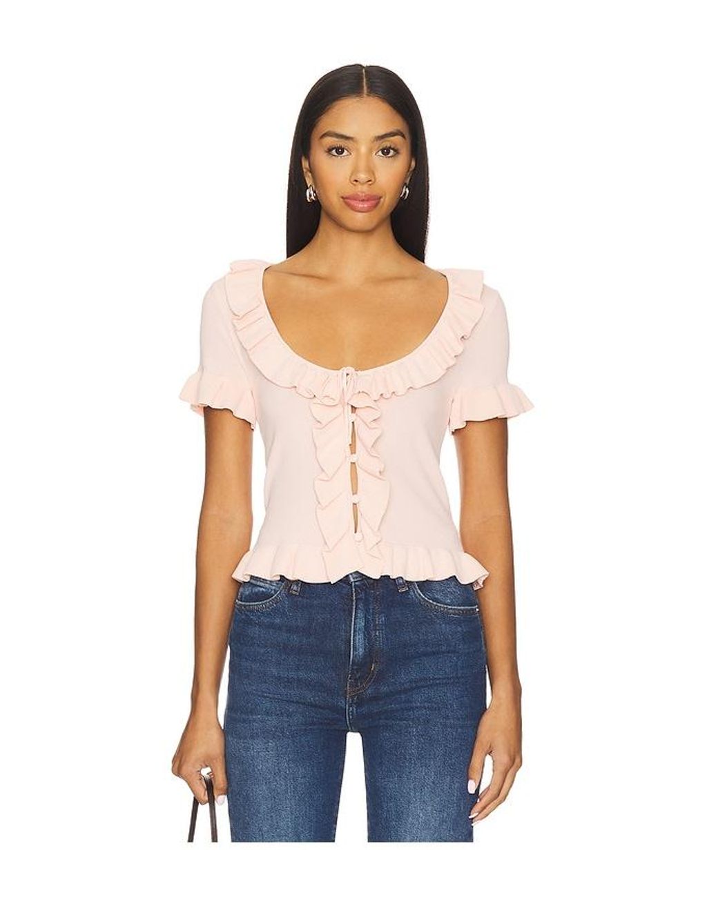 MAJORELLE Blue Kaomi Ruffle Knit Top