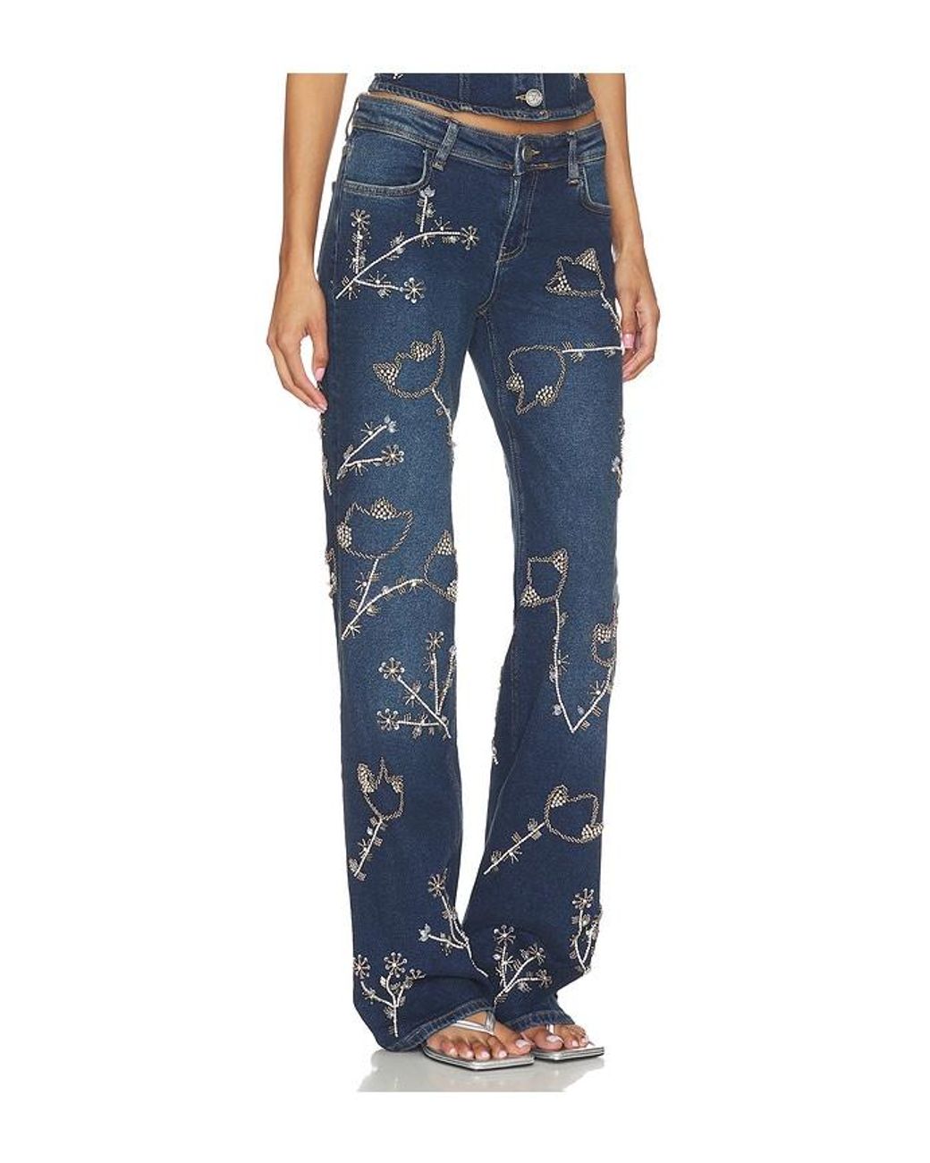 OW Collection Blue Nova Embellished Denim Jean