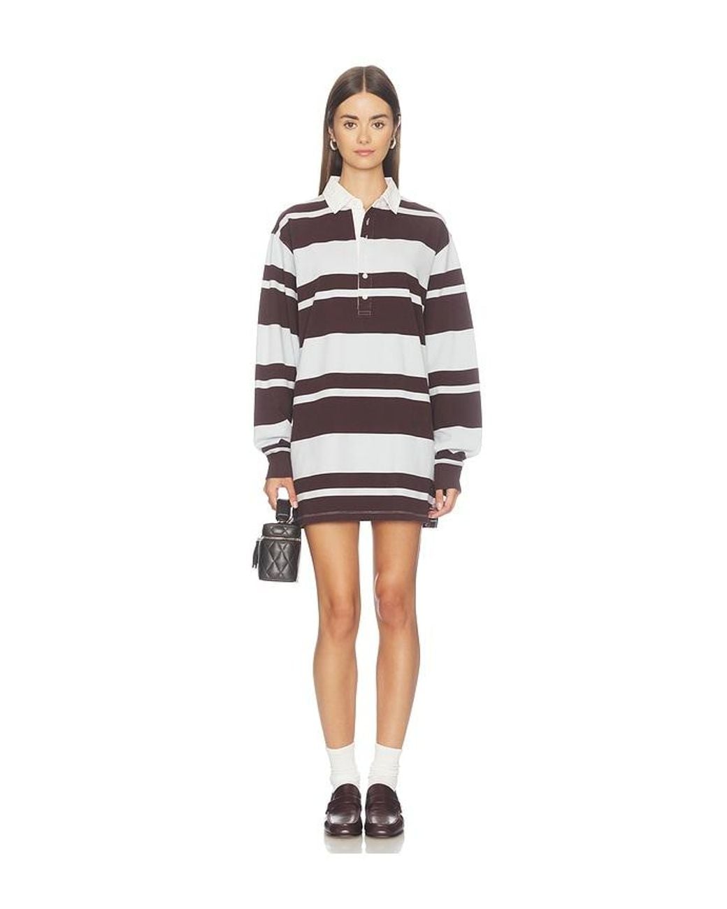 GOOD AMERICAN Black The Knit Rugby Mini Dress