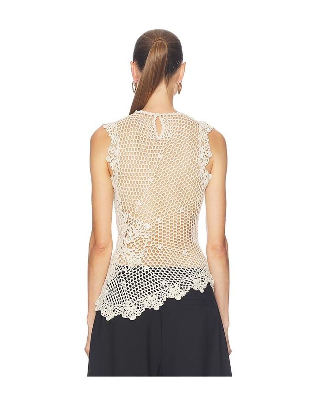 SRG Blue Camdin Hand Crochet Asymmetric Top