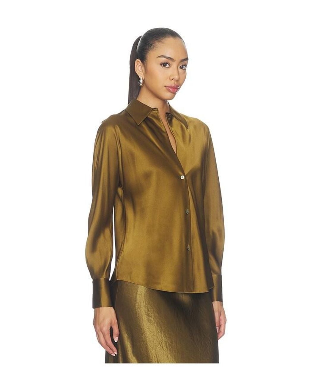 Vince Multicolor Bias Longsleeve Blouse