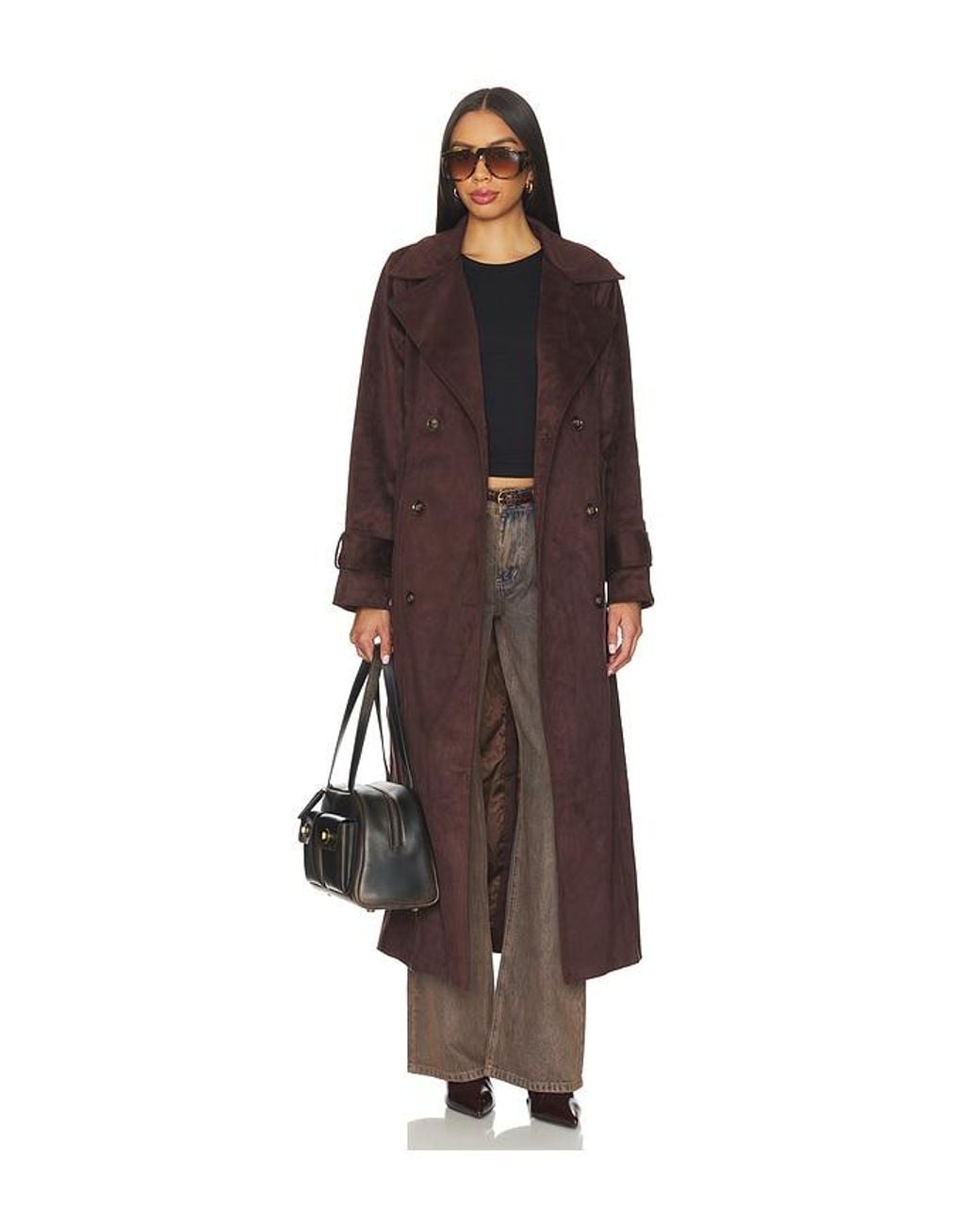 SNDY'S Brown Sutton Faux Suede Trench Coat