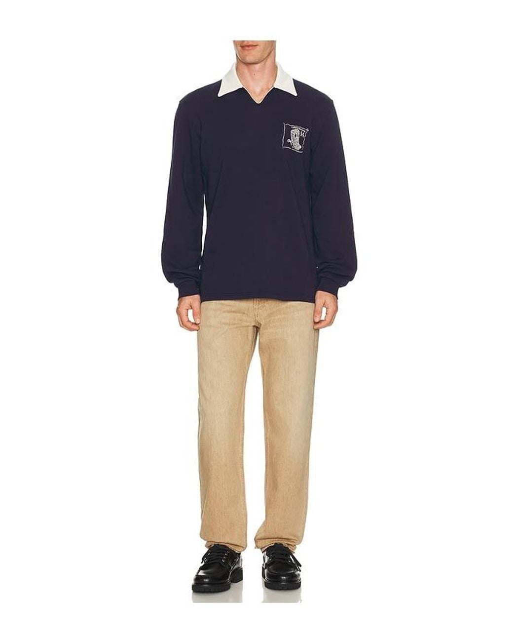 Palmes Blue Boot Open Rugby Shirt for men