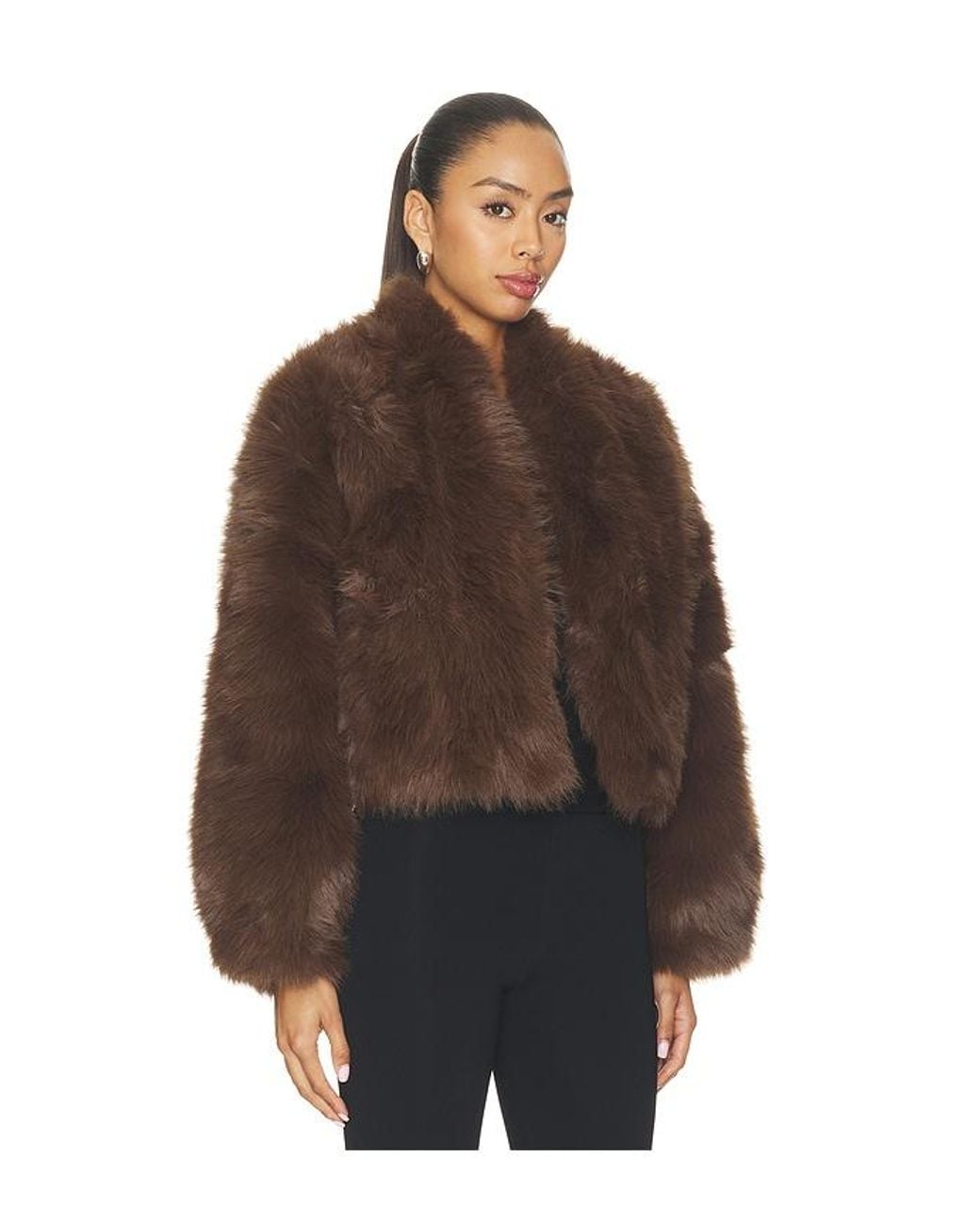 NonChalant Label Brown Daphne Faux Fur Jacket