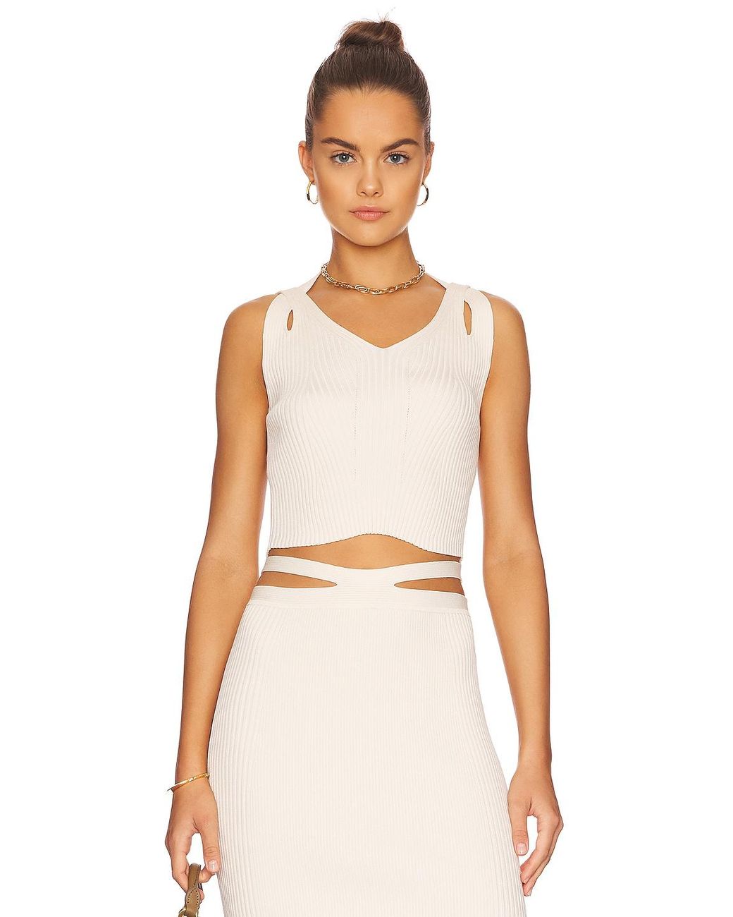Jonathan Simkhai Lilianne Cut Out Halter Top in Ivory (White) | Lyst