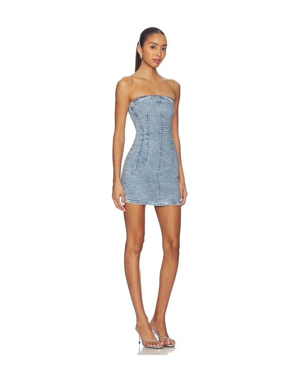 GOOD AMERICAN Blue Crystal Strapless Mini Dress