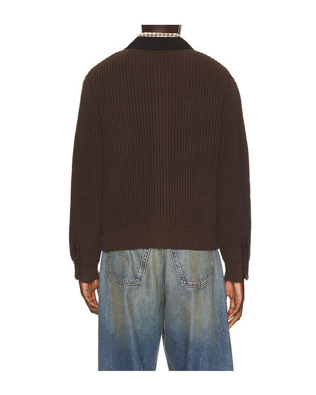we11done Black Contrast Collar Knit Cardigan for men