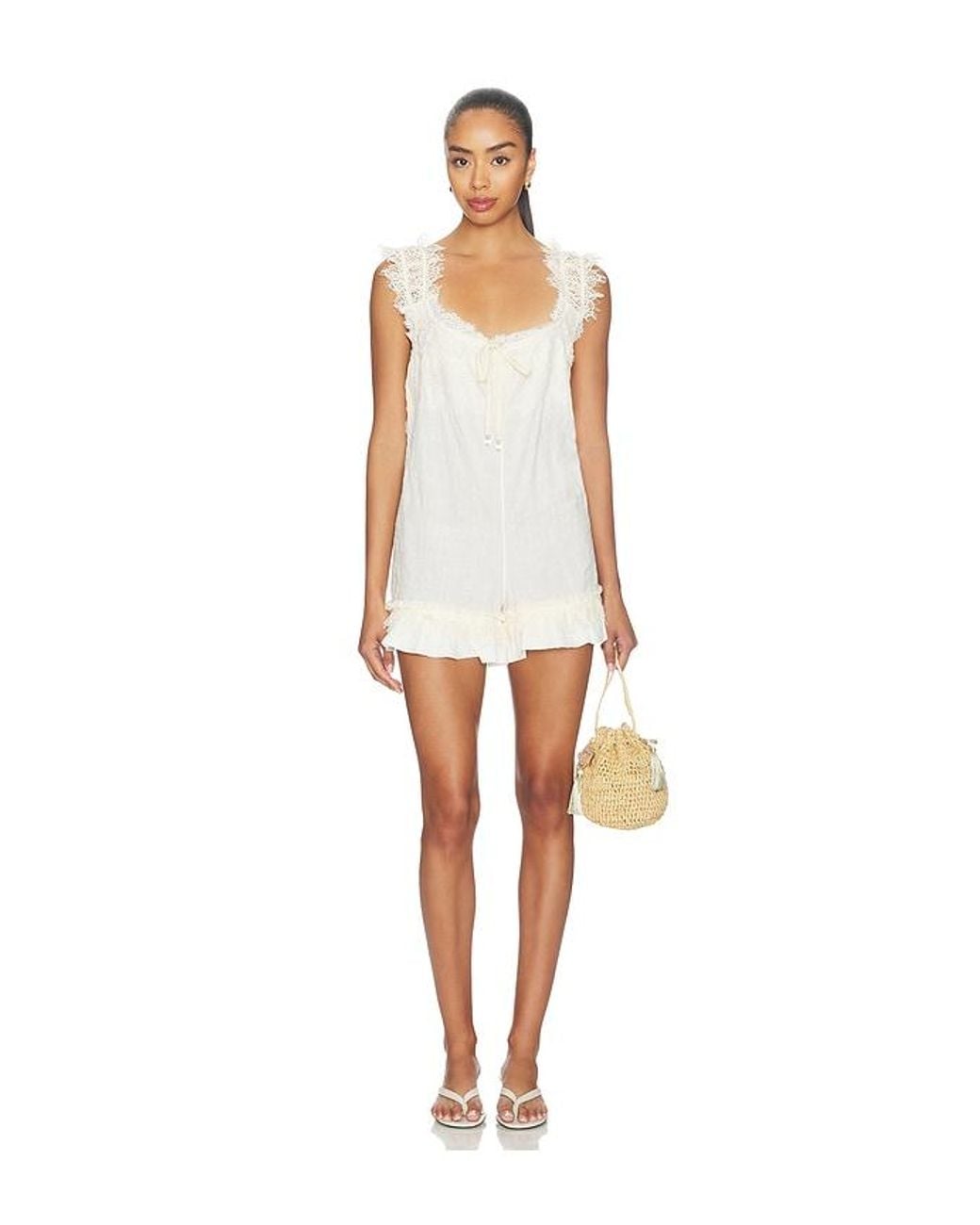 Free People White X Intimately Fp Wish Me Luck Romper