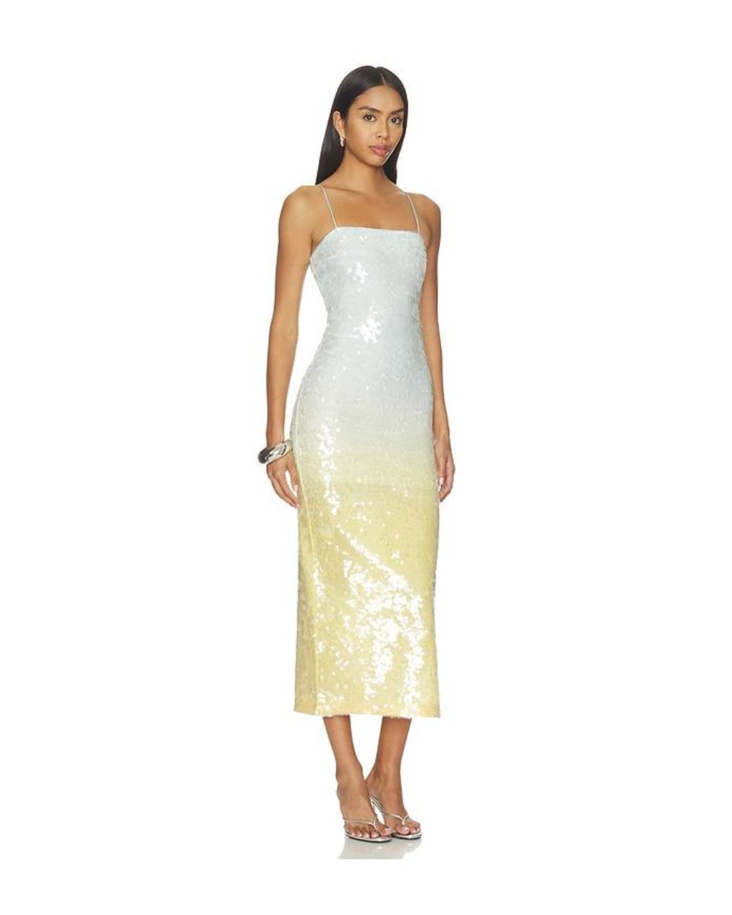 Alice + Olivia Metallic Delora Sequin Strapless Midi Dress