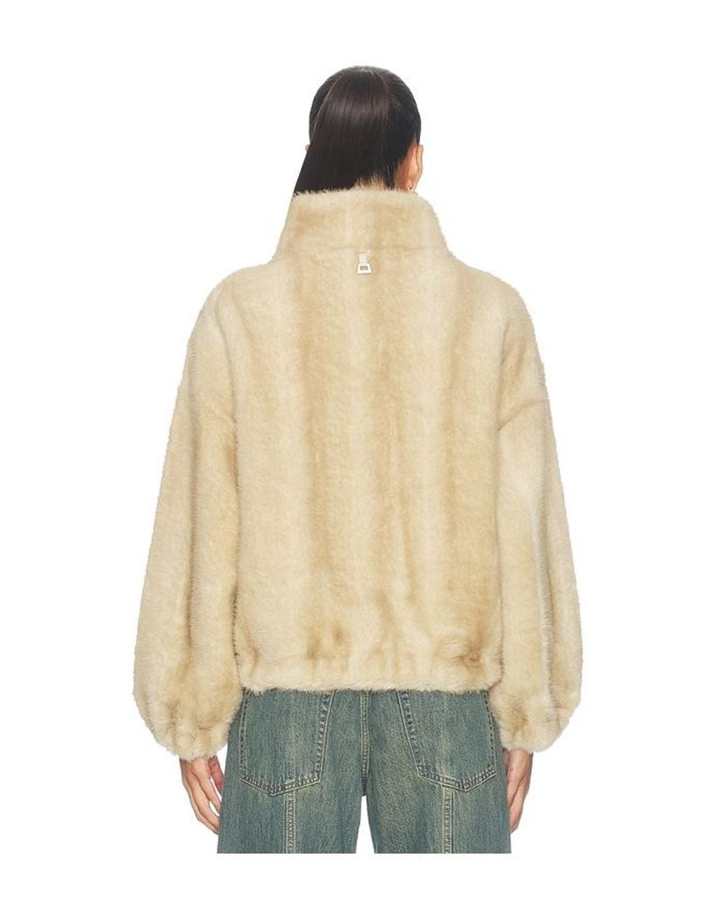Apparis Natural Iris Shaved Faux Mink Bomber Jacket
