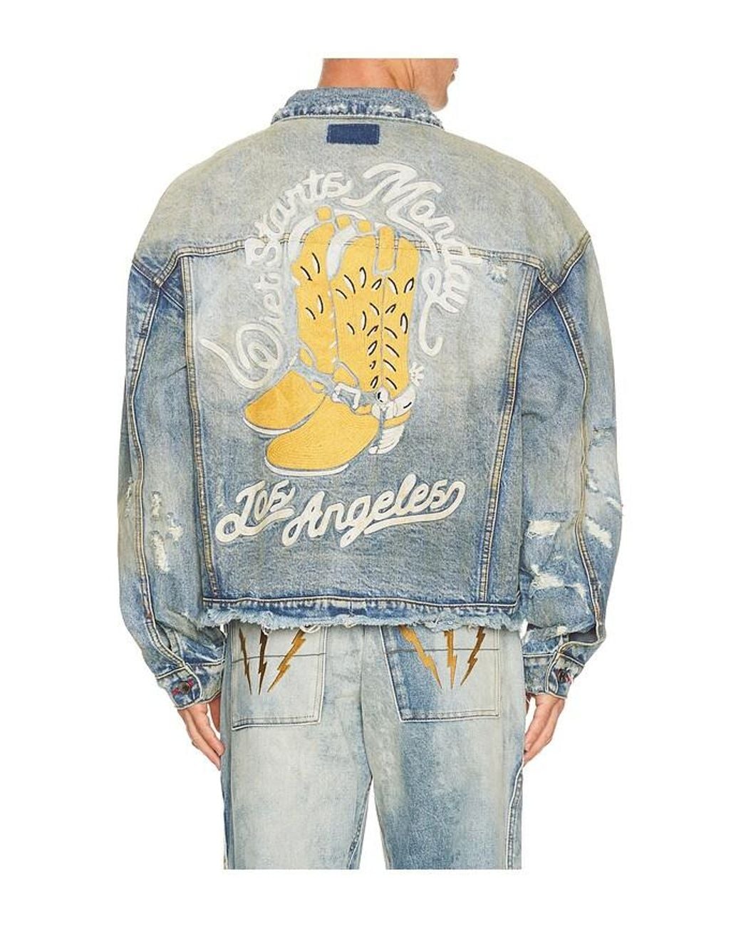 DIET STARTS MONDAY Blue Cowboy Trucker Jacket for men