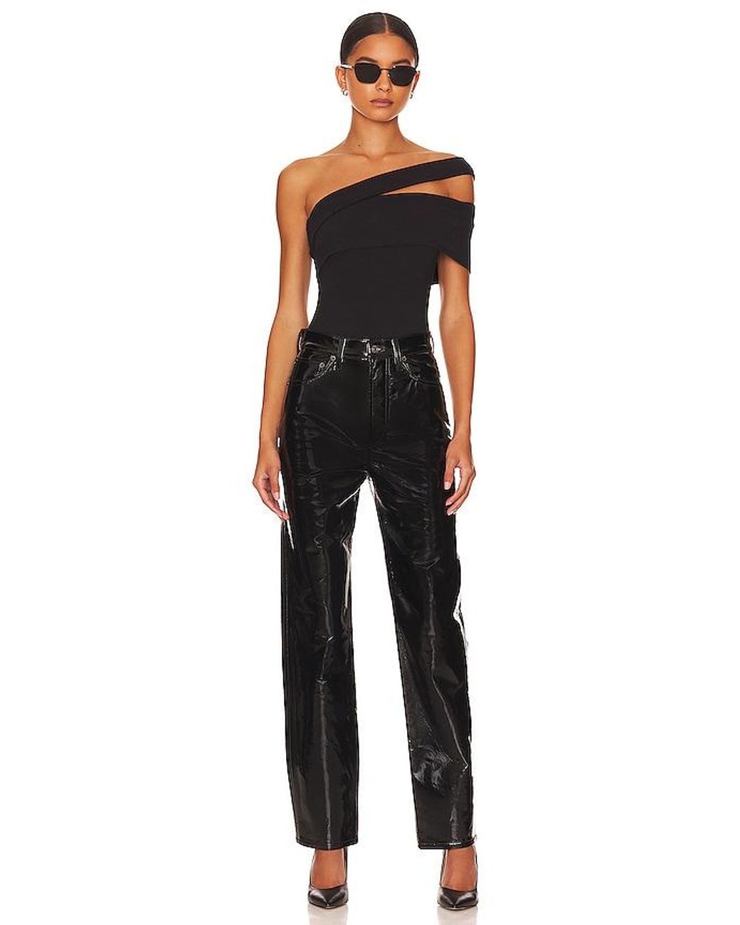 Agolde Black Recycled Leather 90's Pinch Waist