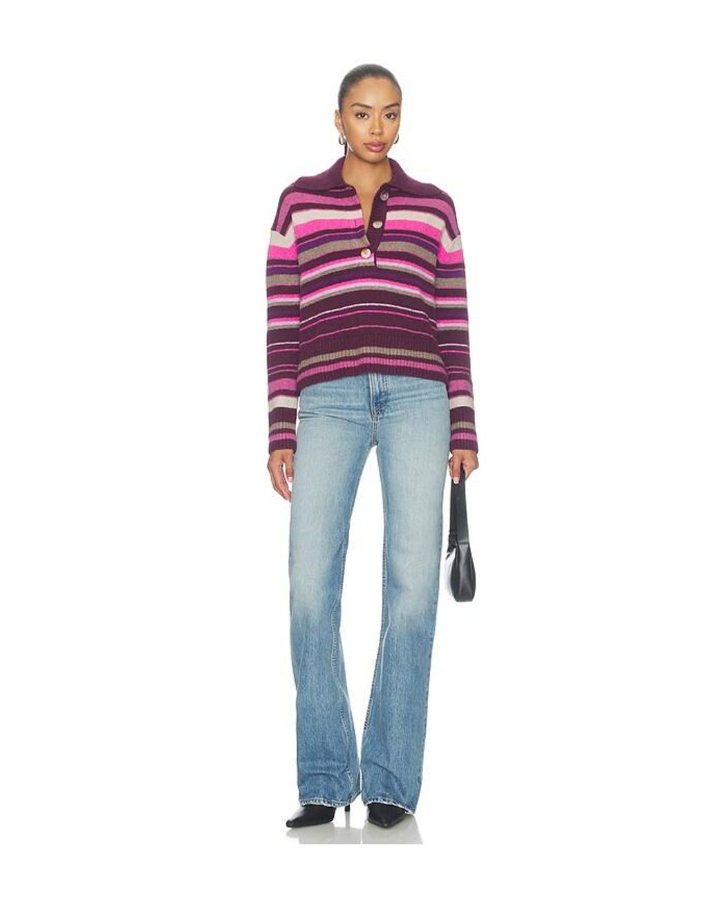 Free People Red Trading Up Stripe Pullover