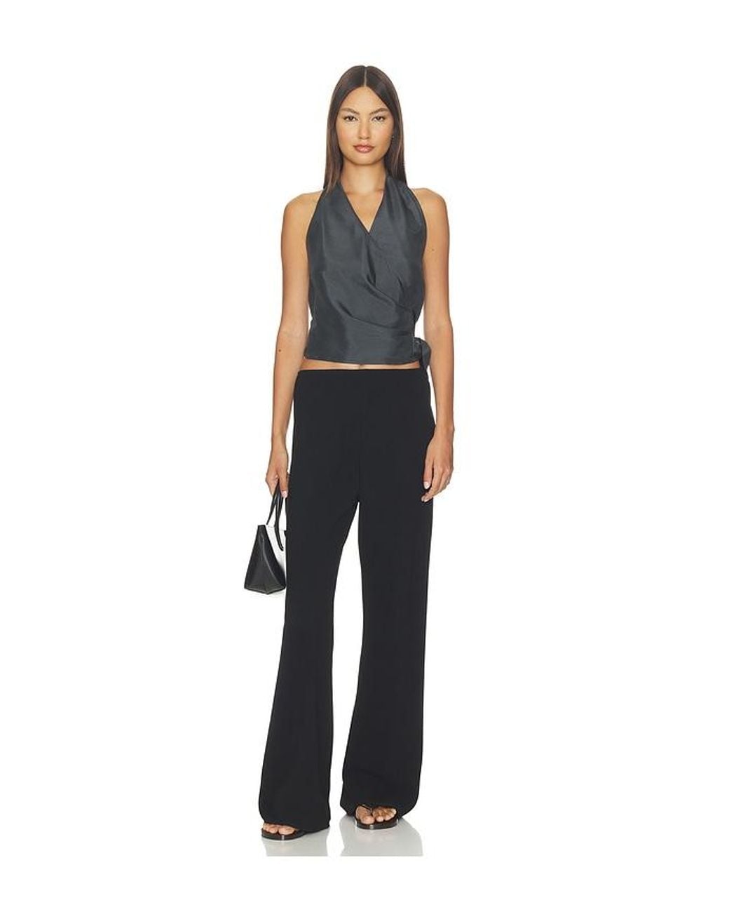 St. Agni Blue Silk Halter Wrap Top