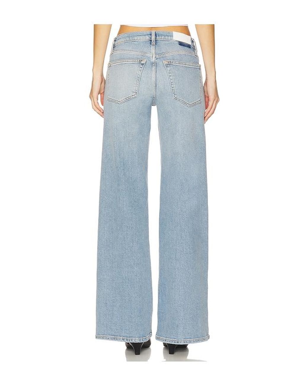 Re/done Blue Mid Rise Wide Leg Jeans