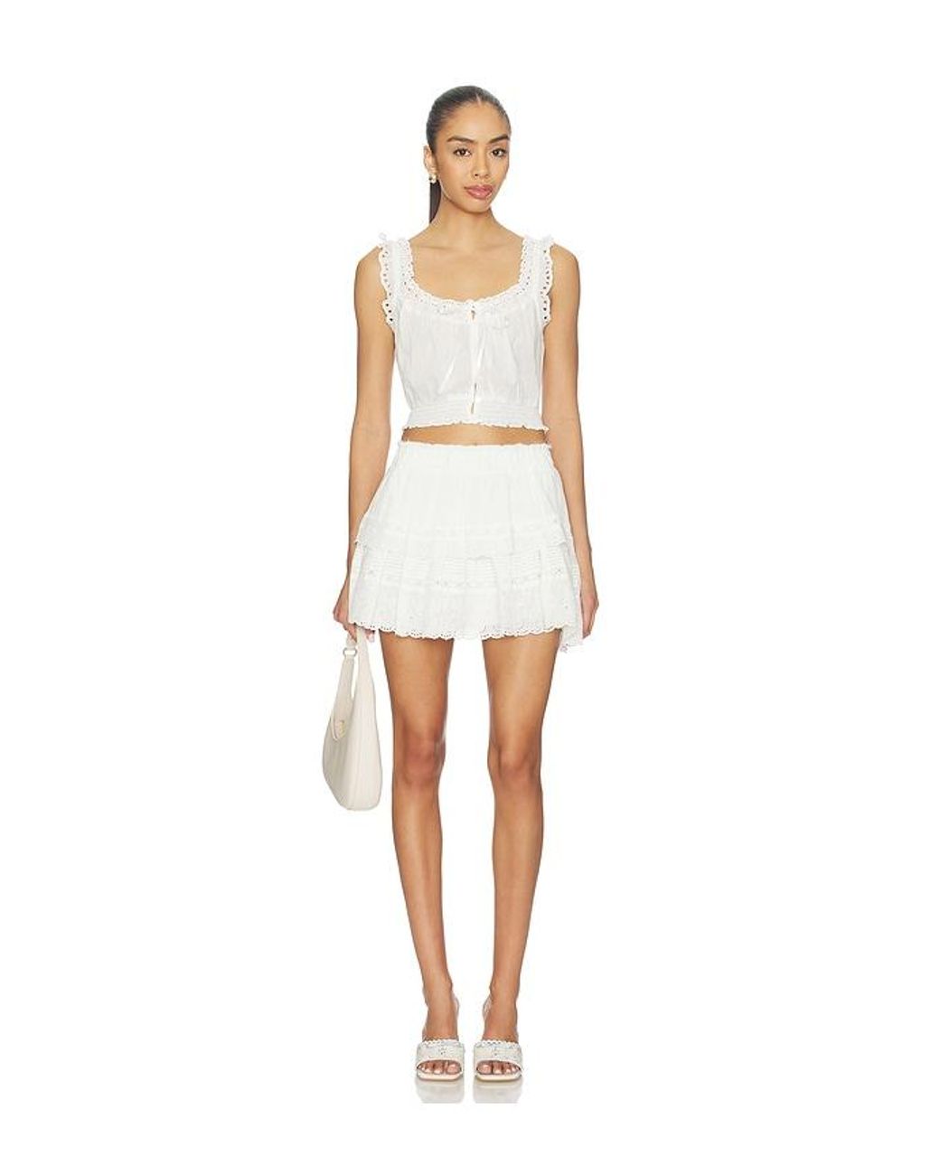 LoveShackFancy White Ruffle Mini Skirt