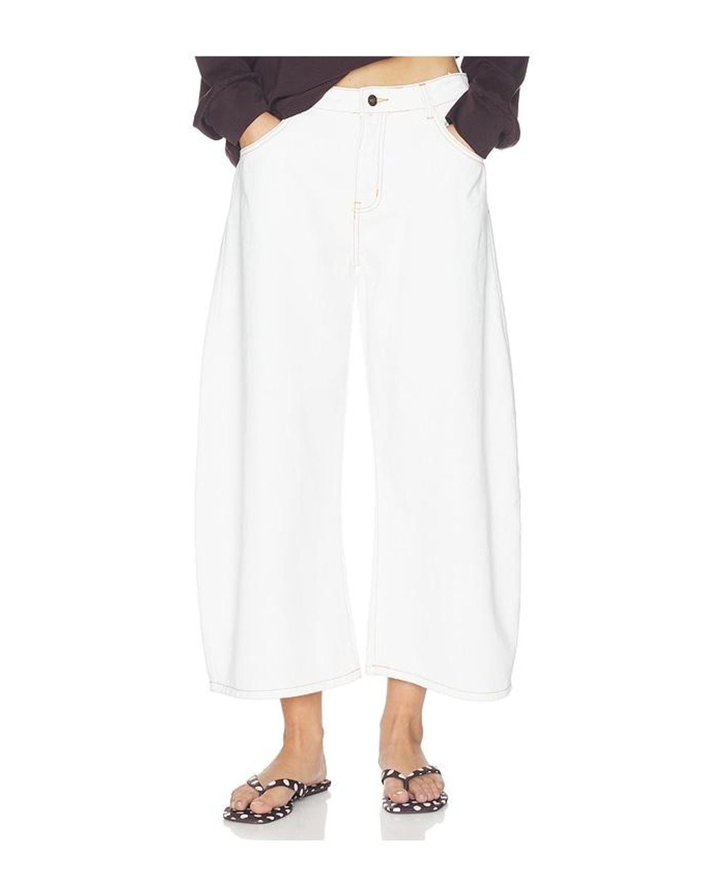Lioness White Horseshoe Cropped Jeans