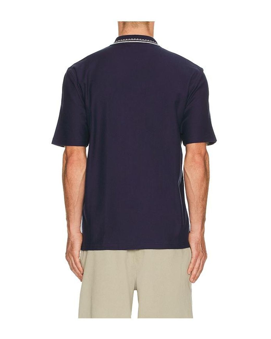 Palmes Blue Panel Zip Polo for men